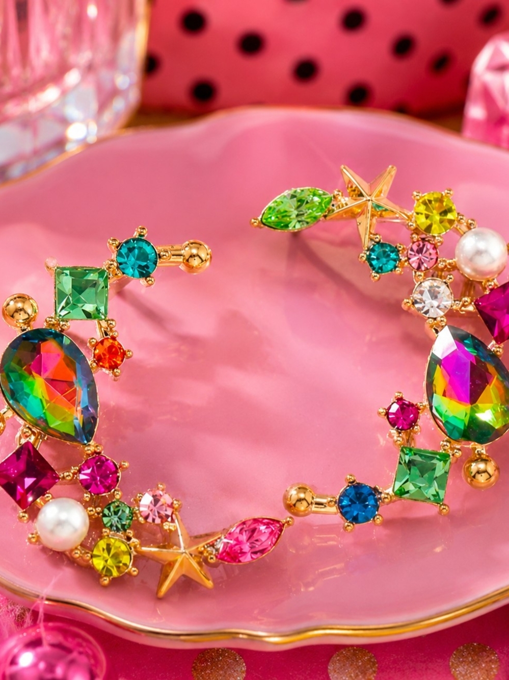 BETSEY JOHNSON FANTASY CRESCENT MOON EARRINGS